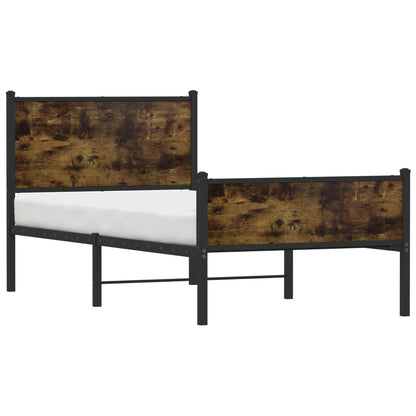 Metal Bed Frame without Mattress Smoked Oak 90x190 cm Single