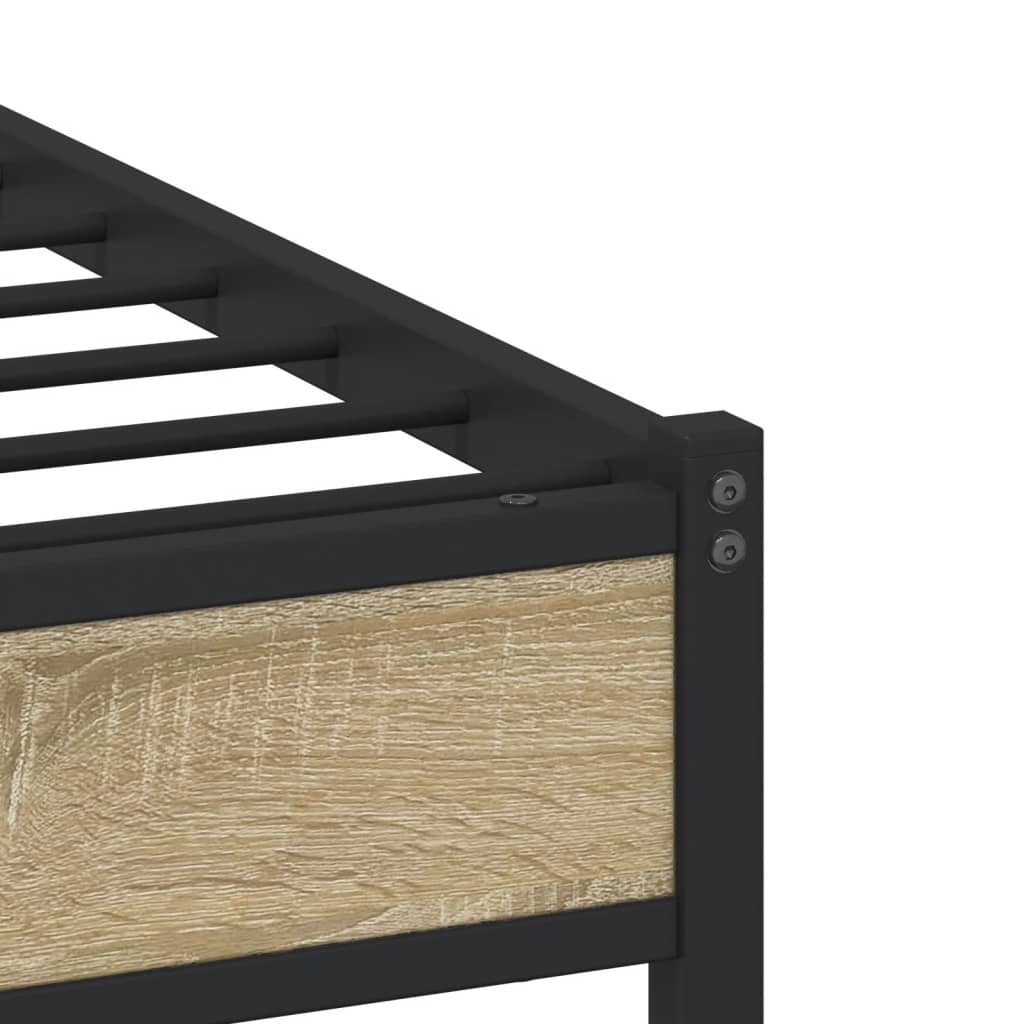 Metal Bed Frame with Headboard Sonoma Oak 90x190 cm Single