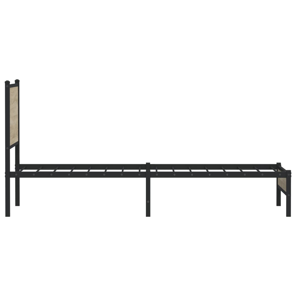 Metal Bed Frame without Mattress Sonoma Oak 90x200 cm