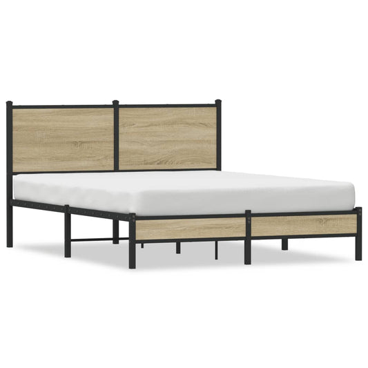 Metal Bed Frame without Mattress Sonoma Oak 150x200 cm King Size