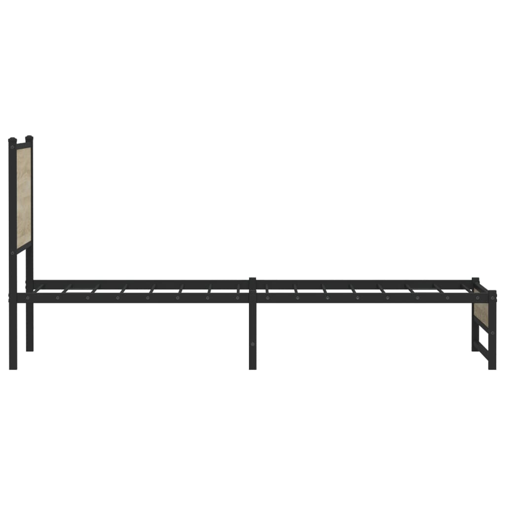 Metal Bed Frame without Mattress Sonoma Oak 90x190 cm Single