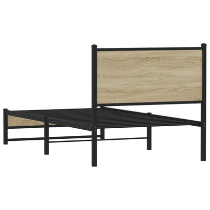 Metal Bed Frame without Mattress Sonoma Oak 90x190 cm Single