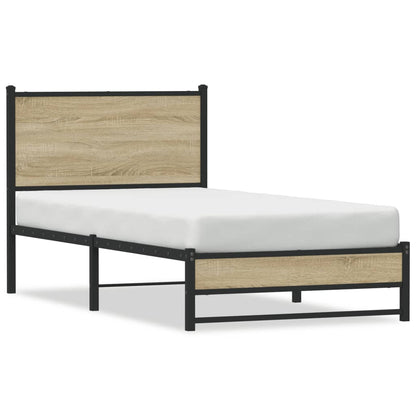 Metal Bed Frame without Mattress Sonoma Oak 90x190 cm Single