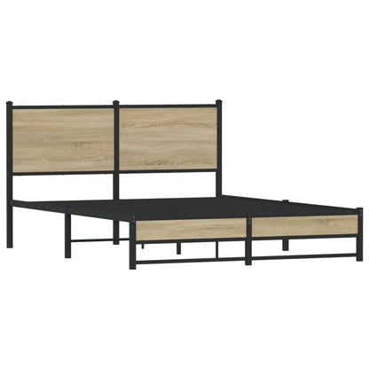 Metal Bed Frame without Mattress Sonoma Oak 140x200 cm