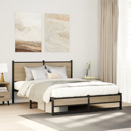 Metal Bed Frame without Mattress Sonoma Oak 140x200 cm