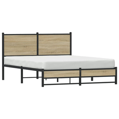 Metal Bed Frame without Mattress Sonoma Oak 140x200 cm