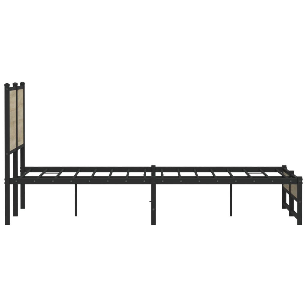 Metal Bed Frame without Mattress Sonoma Oak 140x200 cm