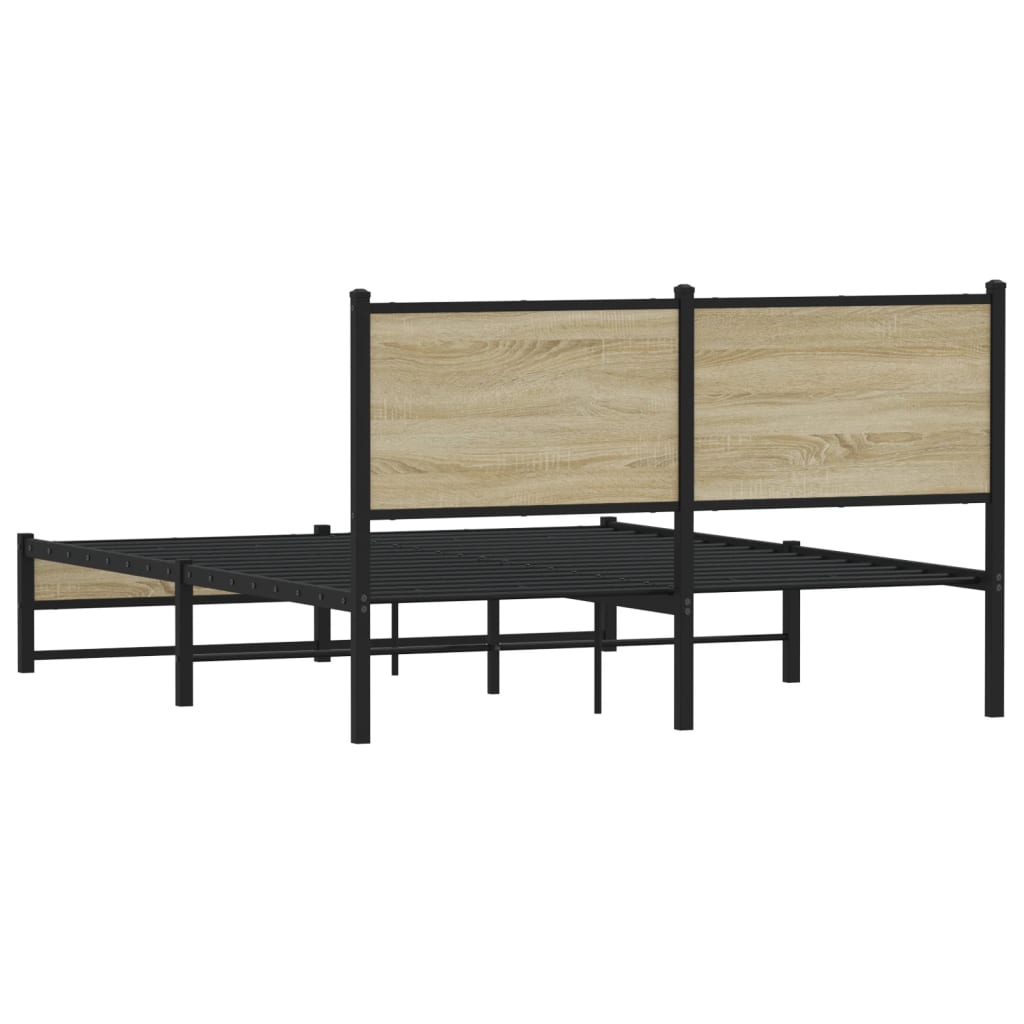 Metal Bed Frame without Mattress Sonoma Oak 140x200 cm