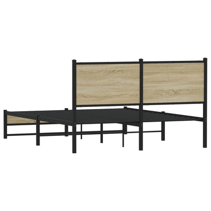 Metal Bed Frame without Mattress Sonoma Oak 140x200 cm