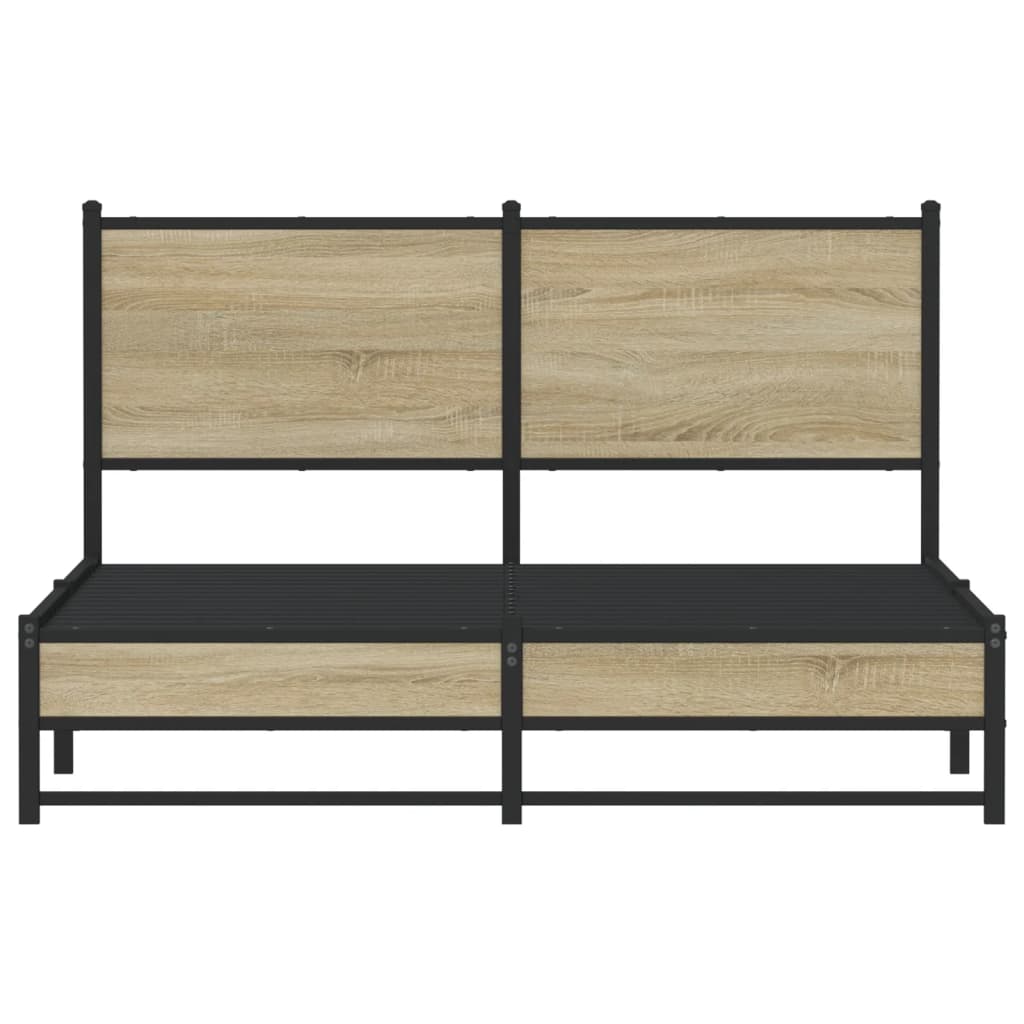 Metal Bed Frame with Headboard Sonoma Oak 150x200 cm King Size