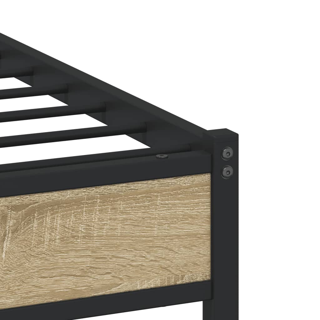 Metal Bed Frame with Headboard Sonoma Oak 150x200 cm King Size