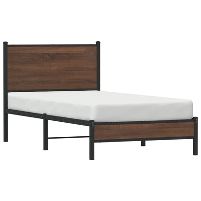 Metal Bed Frame without Mattress Brown Oak 90x190 cm Single