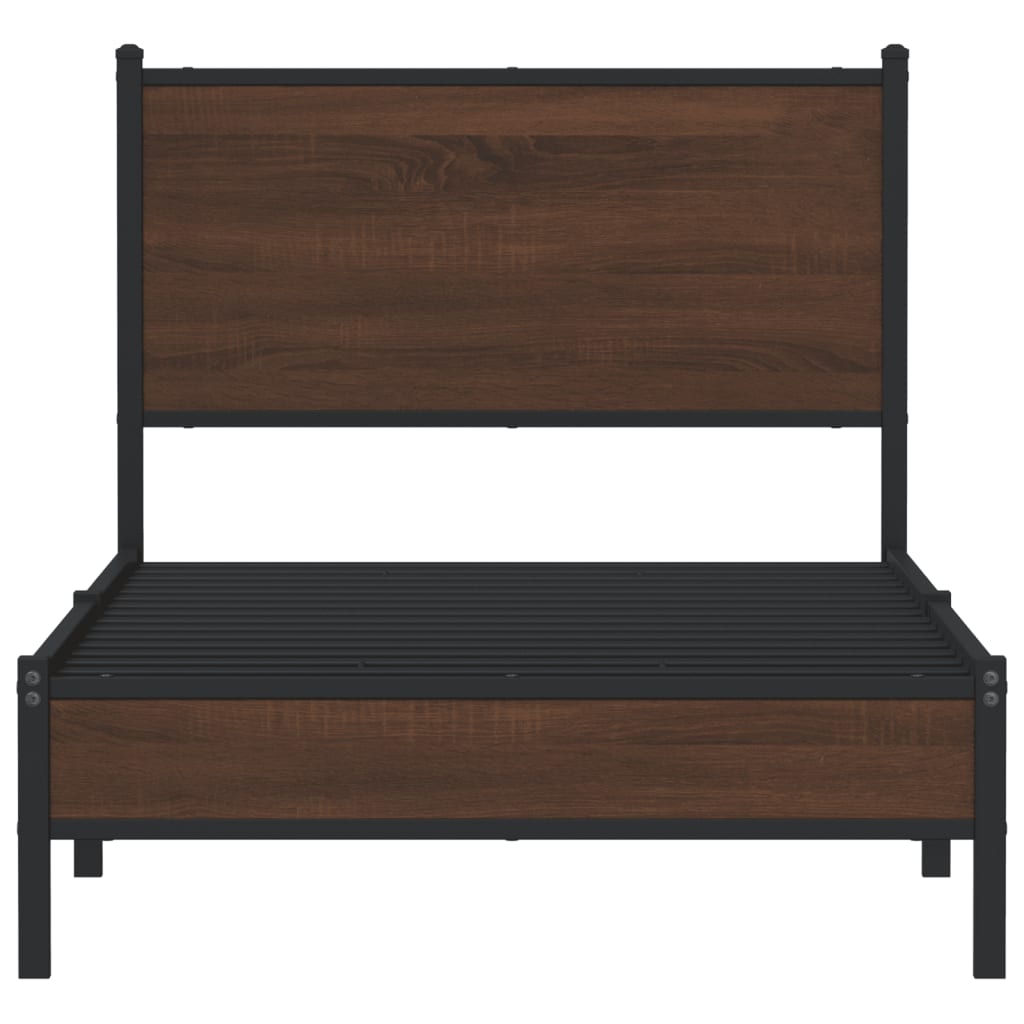 Metal Bed Frame without Mattress Brown Oak 90x190 cm Single