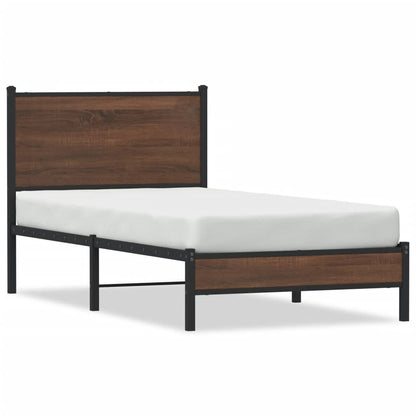 Metal Bed Frame without Mattress Brown Oak 90x190 cm Single