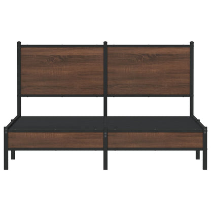 Metal Bed Frame with Headboard Brown Oak 150x200 cm King Size