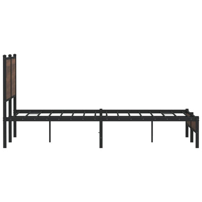 Metal Bed Frame with Headboard Brown Oak 150x200 cm King Size