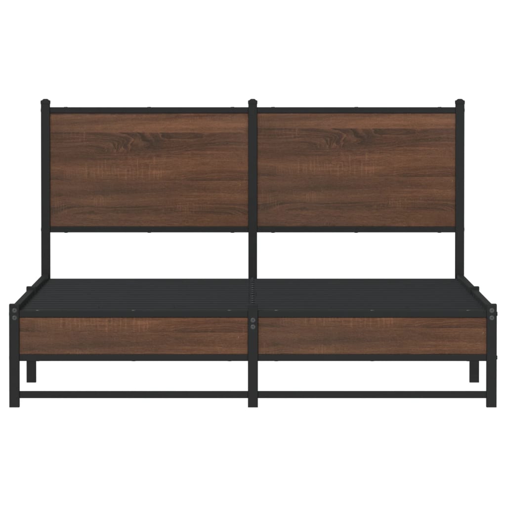 Metal Bed Frame without Mattress Brown Oak 140x190 cm