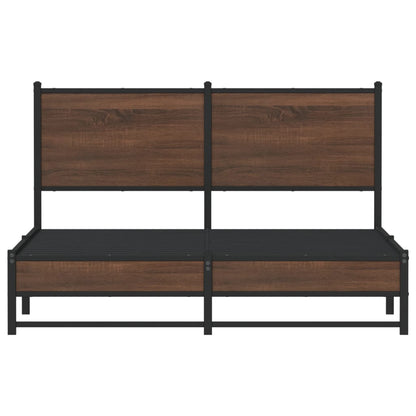 Metal Bed Frame without Mattress Brown Oak 140x190 cm