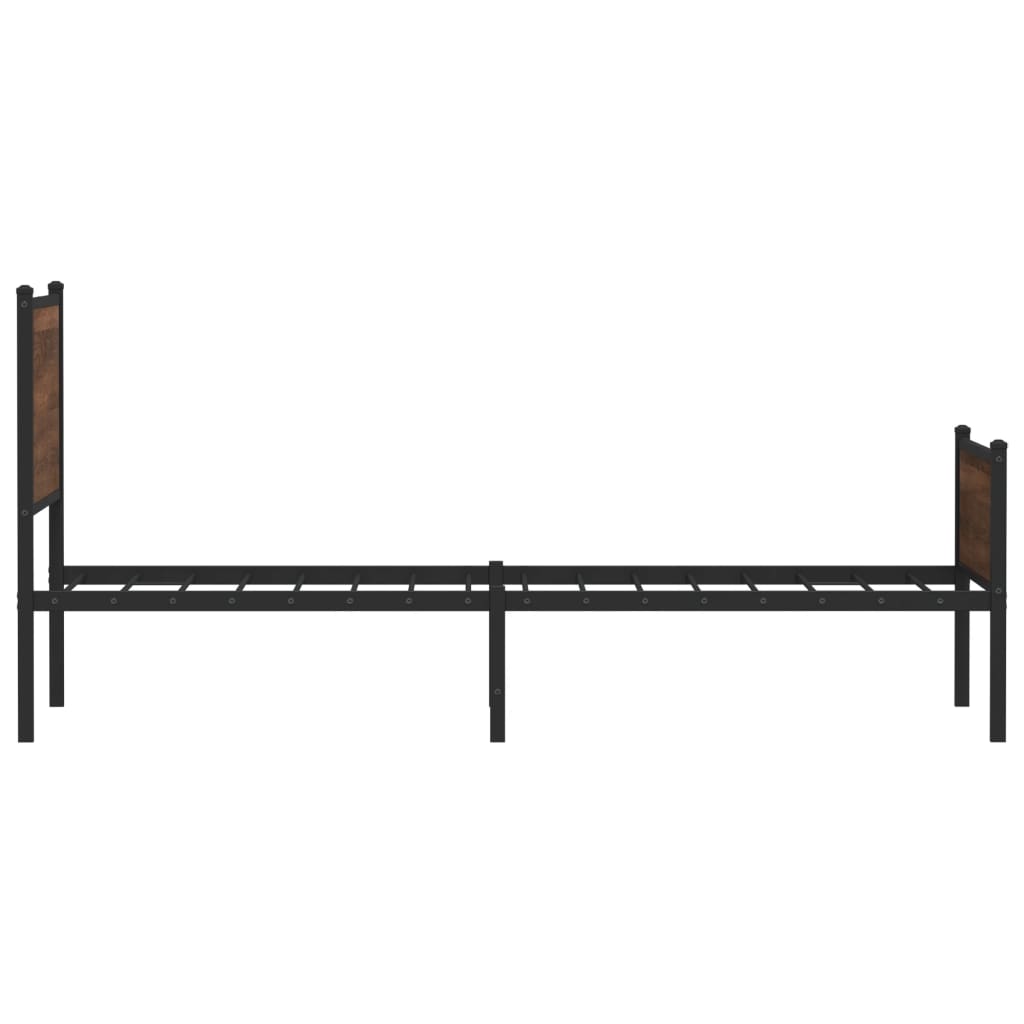 Metal Bed Frame with Headboard and Footboard Brown Oak 90x190 cm Single