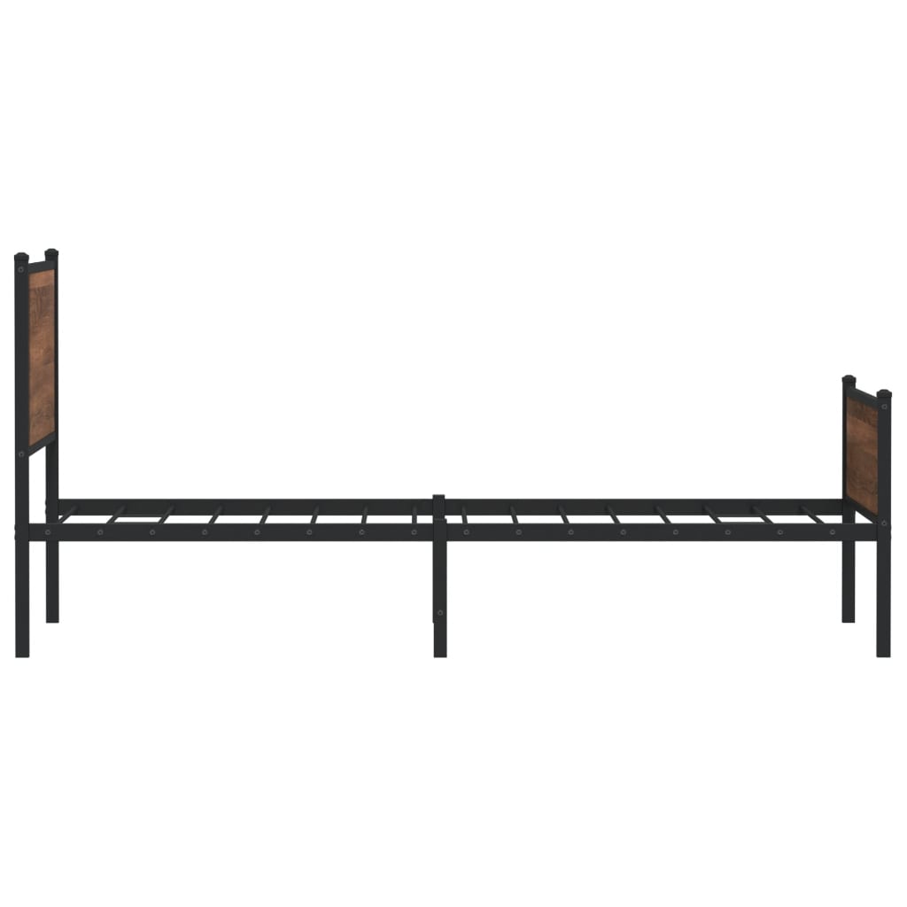 Metal Bed Frame without Mattress Brown Oak 107x203 cm