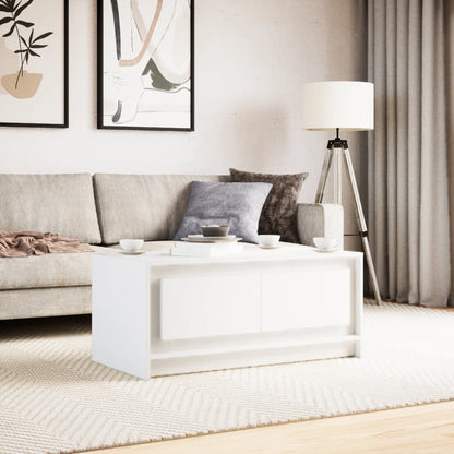 Coffee Table with LED Lights White Engineered Wood