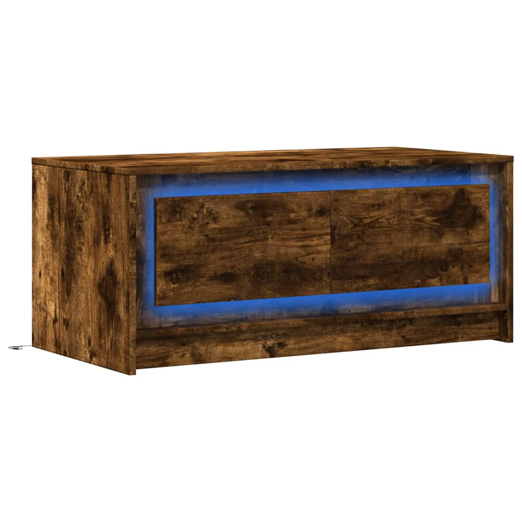 Coffee Table with LED Lights Smoked Oak Engineered Wood