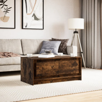 Coffee Table with LED Lights Smoked Oak Engineered Wood