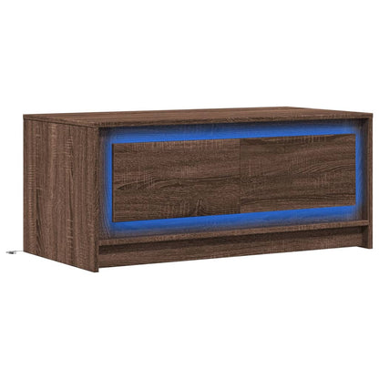 Coffee Table with LED Lights Brown Oak Engineered Wood