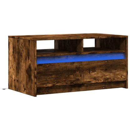 Coffee Table with LED Lights Smoked Oak Engineered Wood