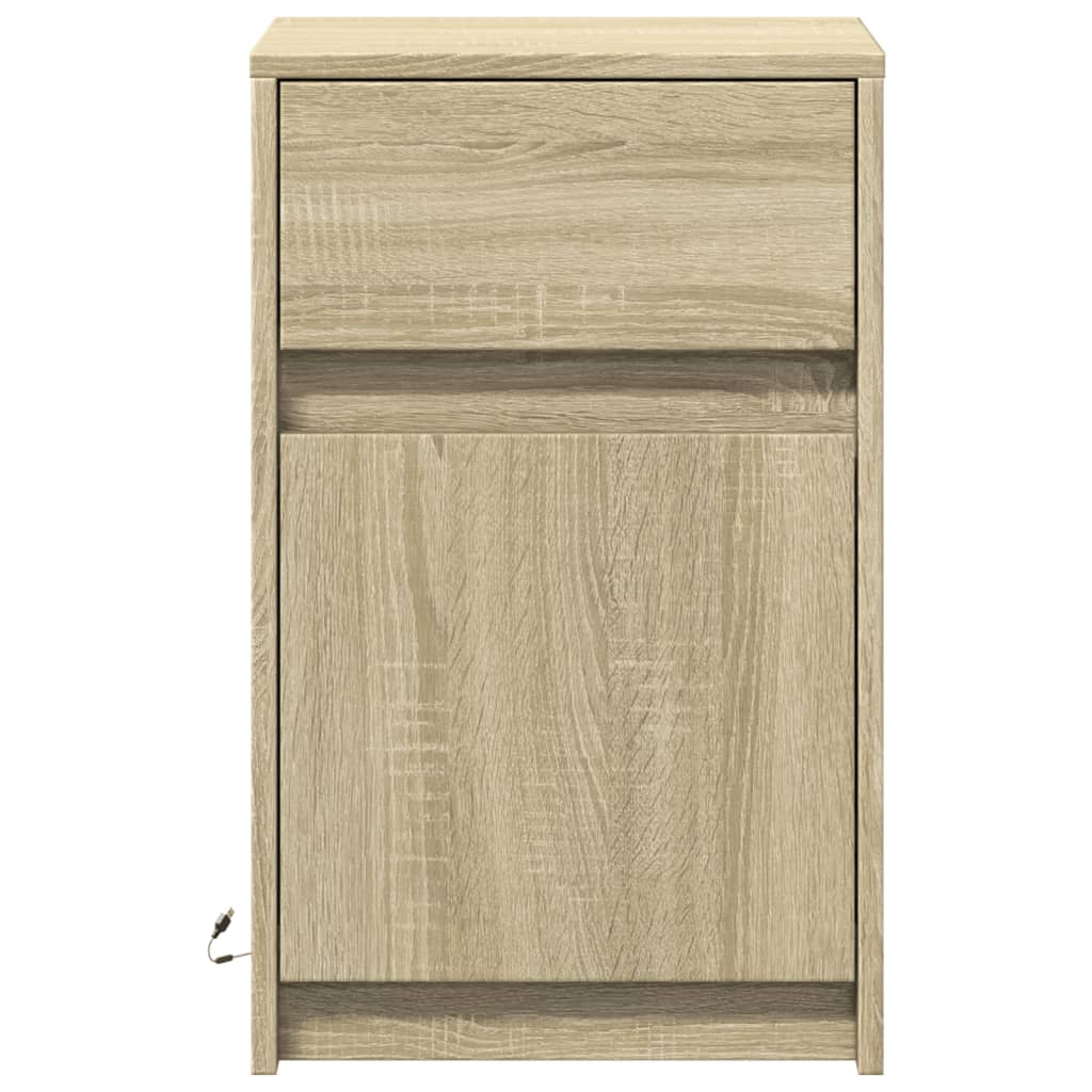 Bedside Cabinet with LED Lights Sonoma Oak Engineered Wood