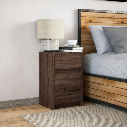 Bedside Cabinet with LED Lights Brown Oak Engineered Wood