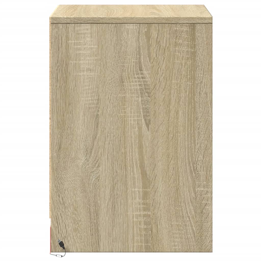 Bedside Cabinet with LED Lights Sonoma Oak Engineered Wood