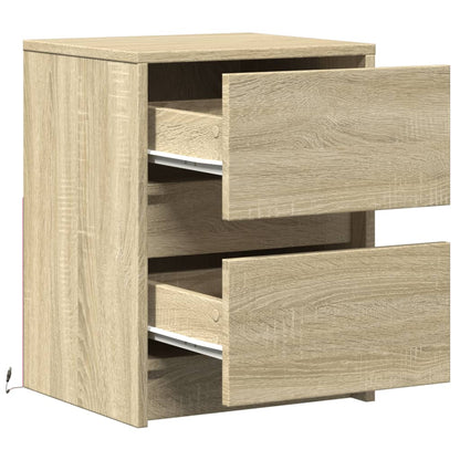 Bedside Cabinet with LED Lights Sonoma Oak Engineered Wood