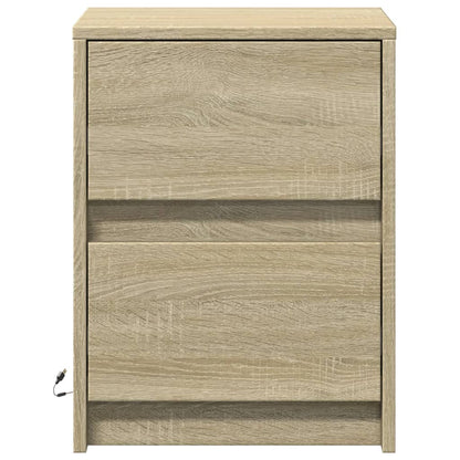 Bedside Cabinets with LED Lights 2 pcs Sonoma Oak Engineered Wood