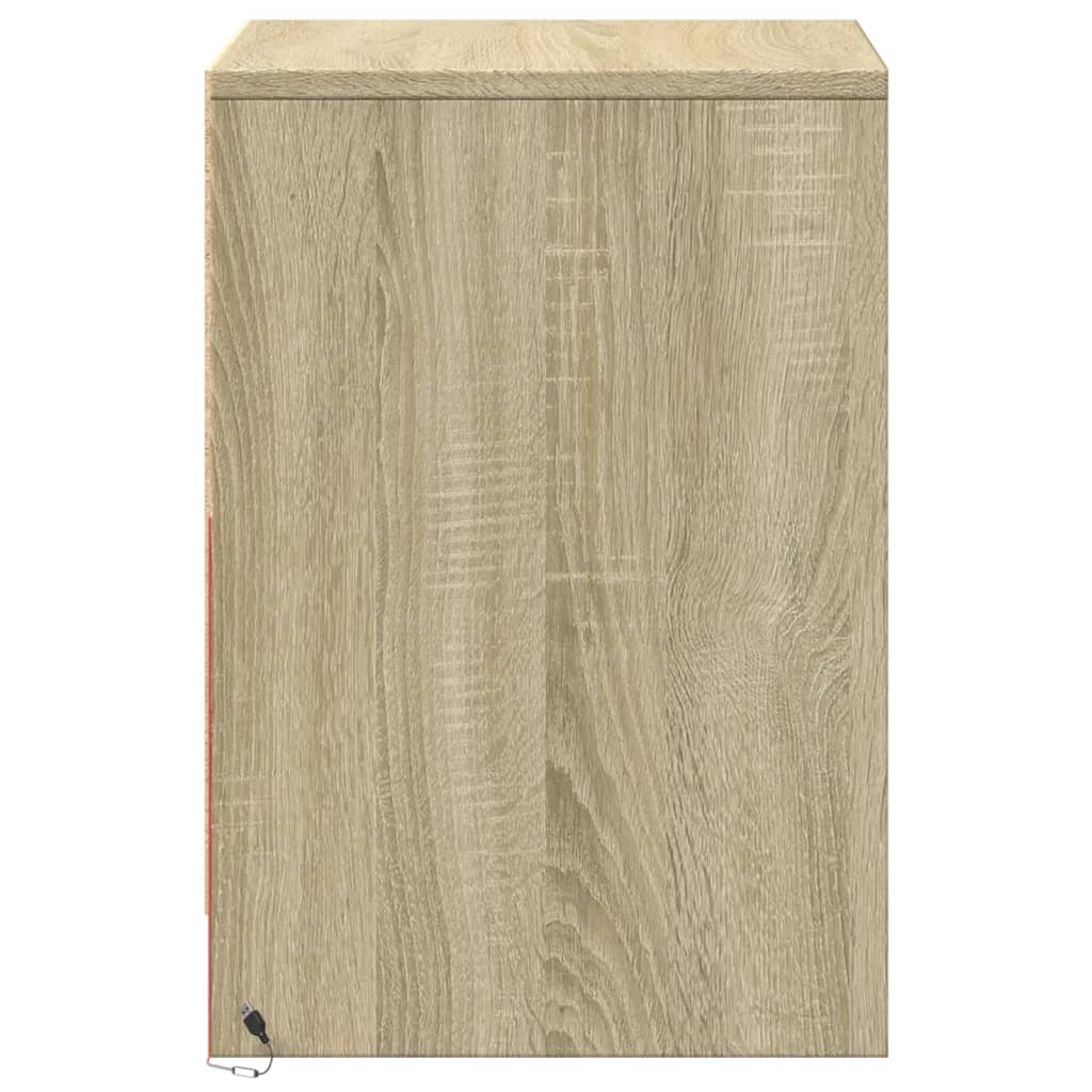 Bedside Cabinets with LED Lights 2 pcs Sonoma Oak Engineered Wood