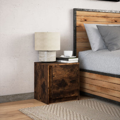 Bedside Cabinet with LED Lights Smoked Oak Engineered Wood