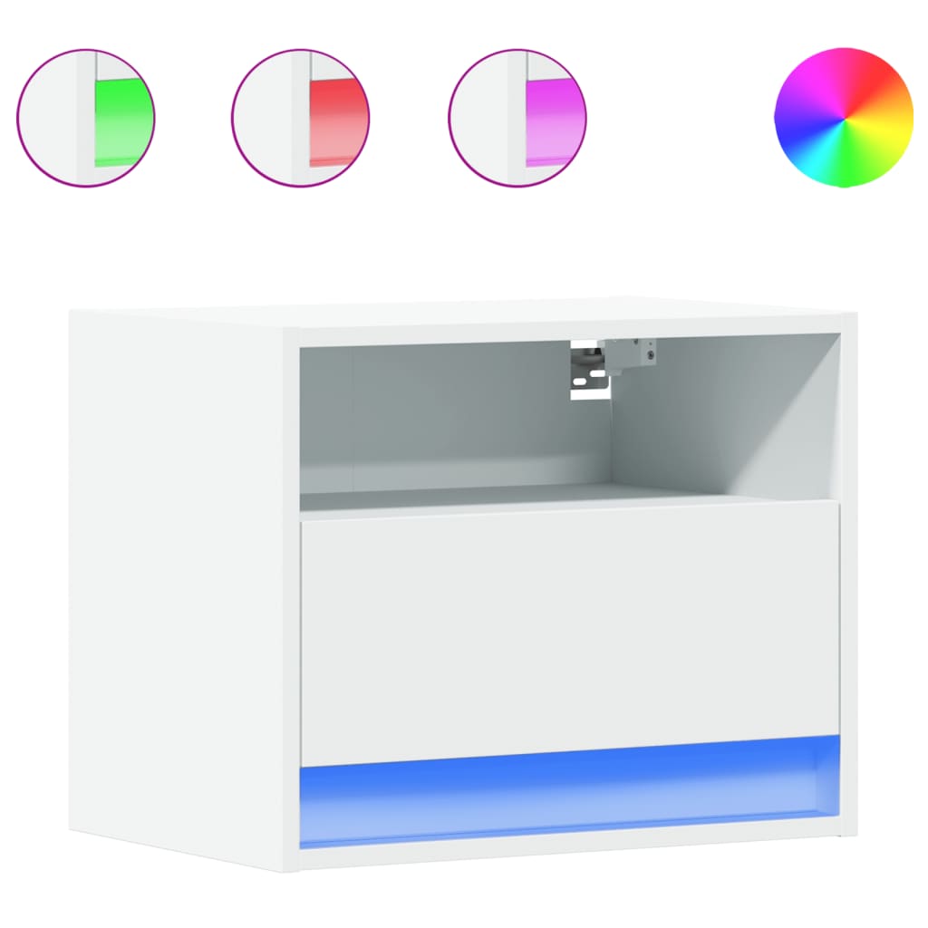 Wall-mounted Bedside Cabinets with LED Lights 2 pcs White