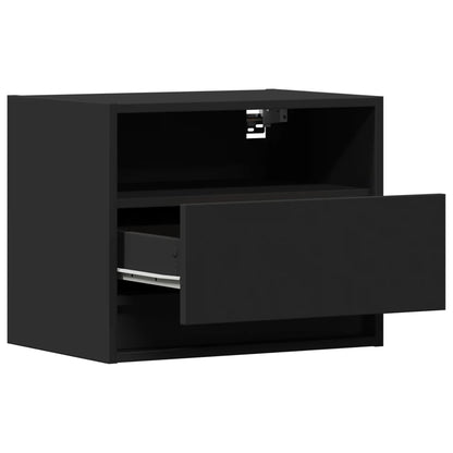 Wall-mounted Bedside Cabinets with LED Lights 2 pcs Black