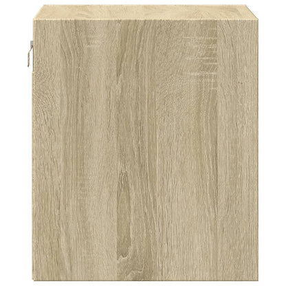 Wall-mounted Bedside Cabinet with LED Lights Sonoma Oak