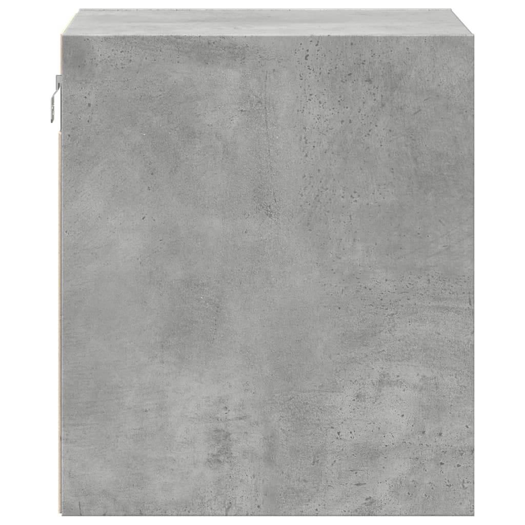 Wall-mounted Bedside Cabinet with LED Lights Concrete Grey