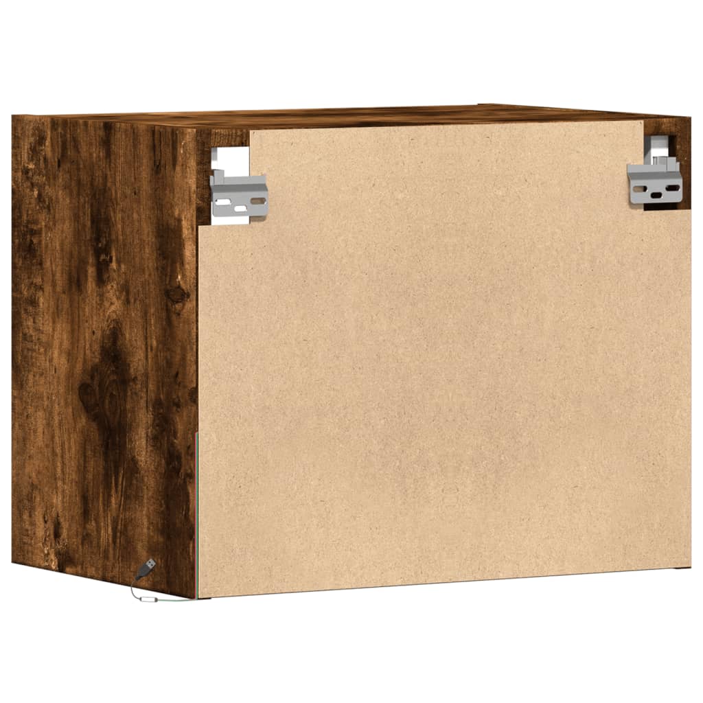 Wall-mounted Bedside Cabinets with LED Lights 2 pcs Smoked Oak