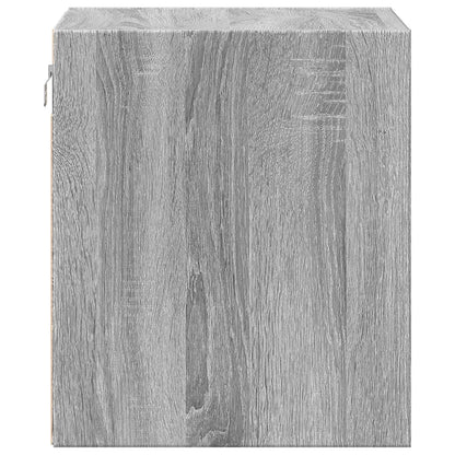 Wall-mounted Bedside Cabinet with LED Lights Grey Sonoma