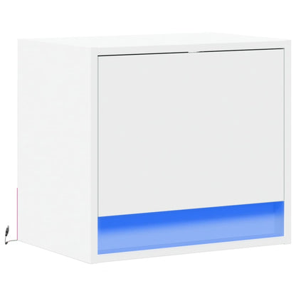 Wall-mounted Bedside Cabinet with LED Lights White