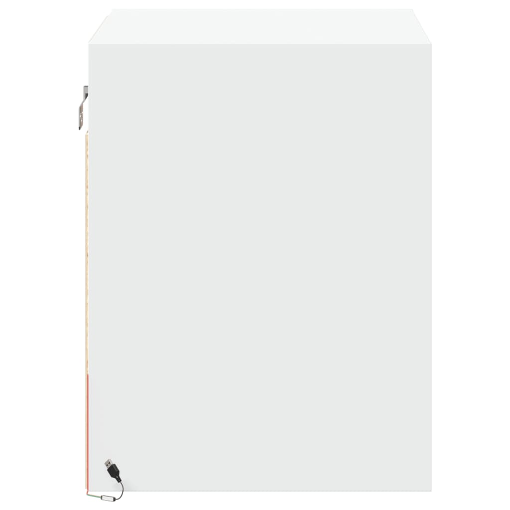 Wall-mounted Bedside Cabinet with LED Lights White