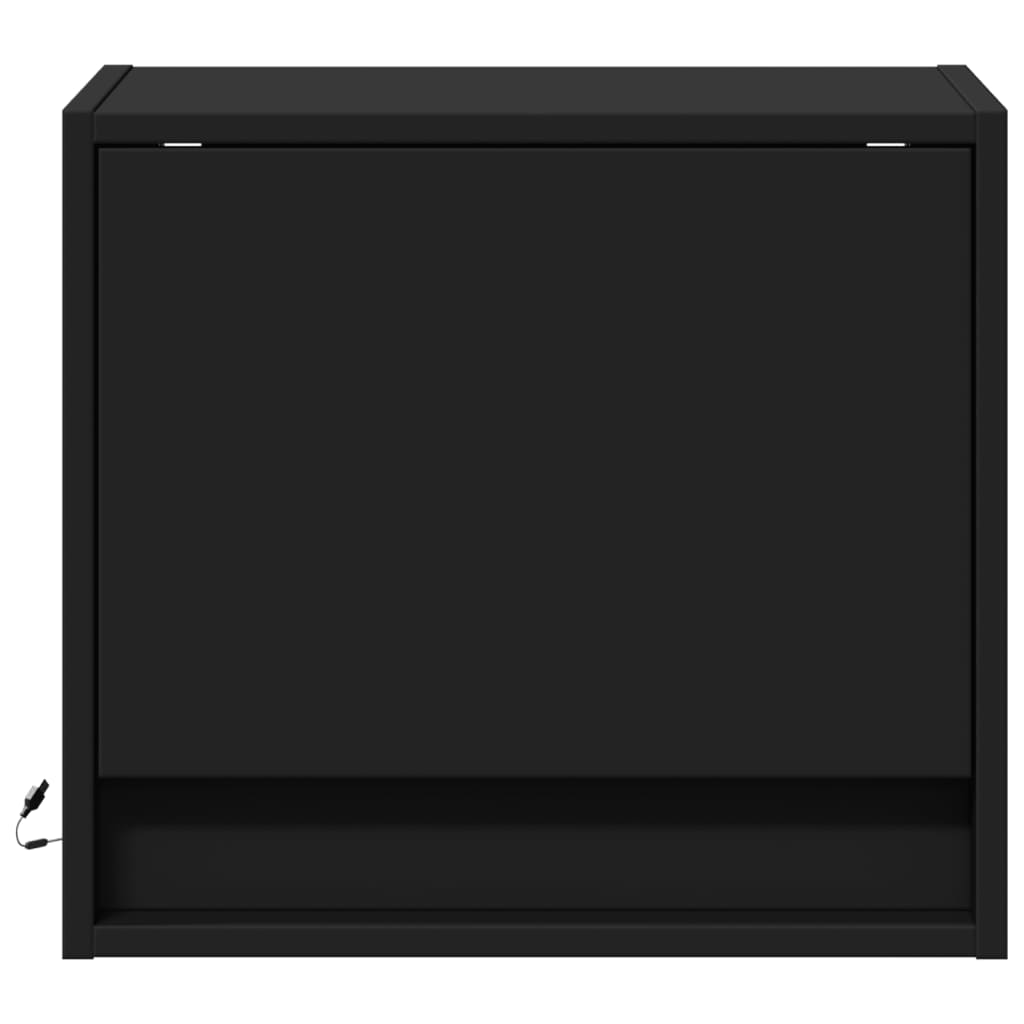 Wall-mounted Bedside Cabinets with LED Lights 2 pcs Black