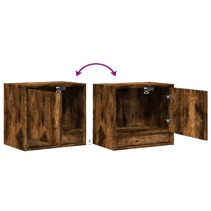 Wall-mounted Bedside Cabinets with LED Lights 2 pcs Smoked Oak