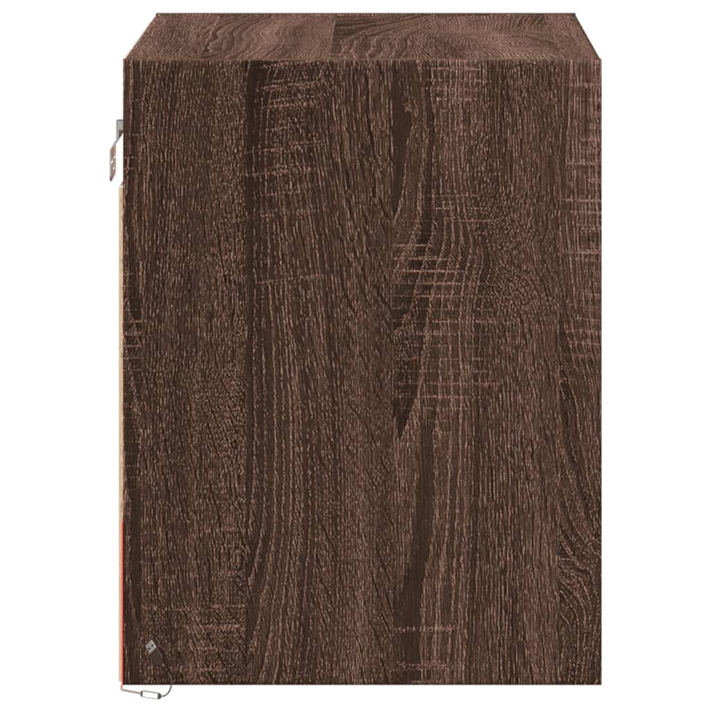 Wall-mounted Bedside Cabinets with LED Lights 2 pcs Brown Oak