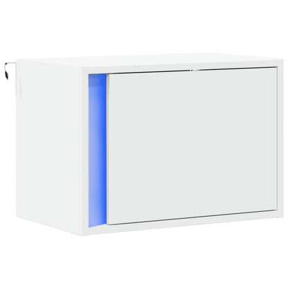 Wall-mounted Bedside Cabinet with LED Lights White