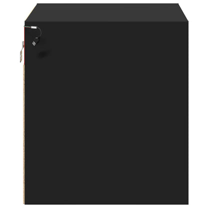 Wall-mounted Bedside Cabinet with LED Lights Black