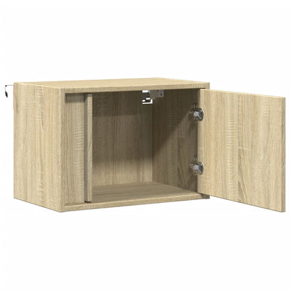 Wall-mounted Bedside Cabinet with LED Lights Sonoma Oak